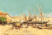Eugene Galien-Laloue Marseille Port oil painting on canvas